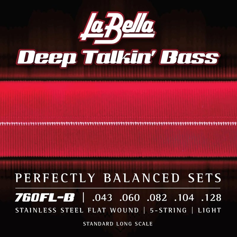 La Bella 760FL-B Deep Talkin' Stainless Steel Flat Wound Standard Long Scale Bass Guitar Strings 43-128 - Image 1